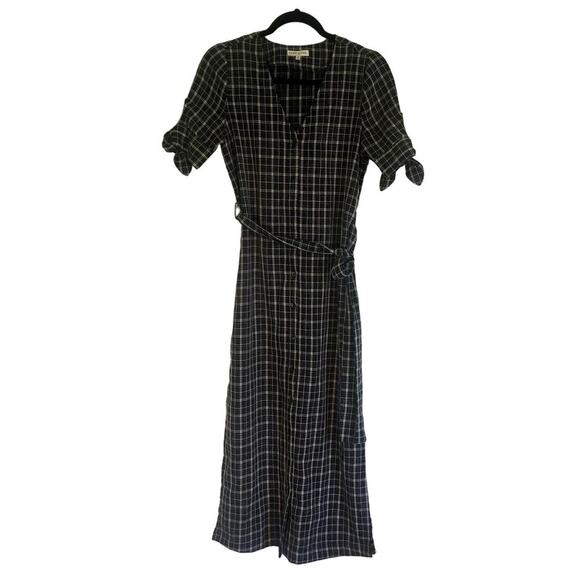Moon River Anthropologie Blue & White Plaid Button Front Dress Size XS Farmcore - Picture 1 of 9